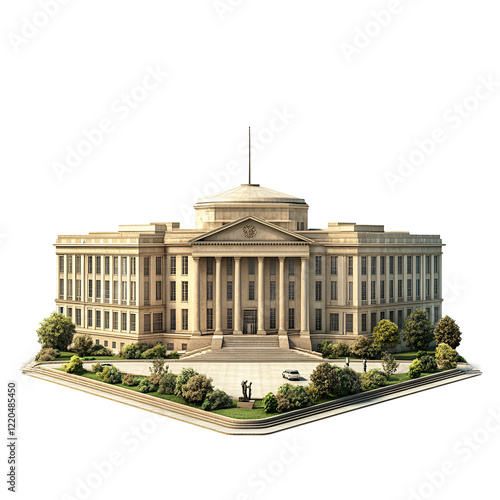 3D front view illustration of a The Pentagon United States monument isolated on a white background. photo