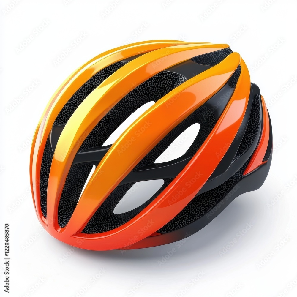 3D icon cartoon cycling helmet with aerodynamic shape isolated on a white background 3D icon cartoon cycling helmet with aerodynamic shape isolated on a white background