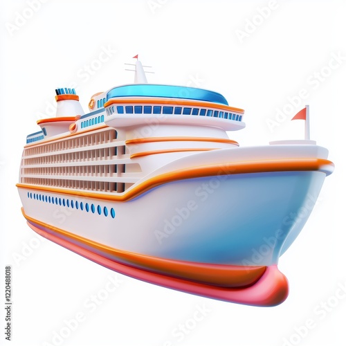 Wallpaper Mural 3D icon cartoon cruise ship with multiple decks, isolated on a white background  Torontodigital.ca