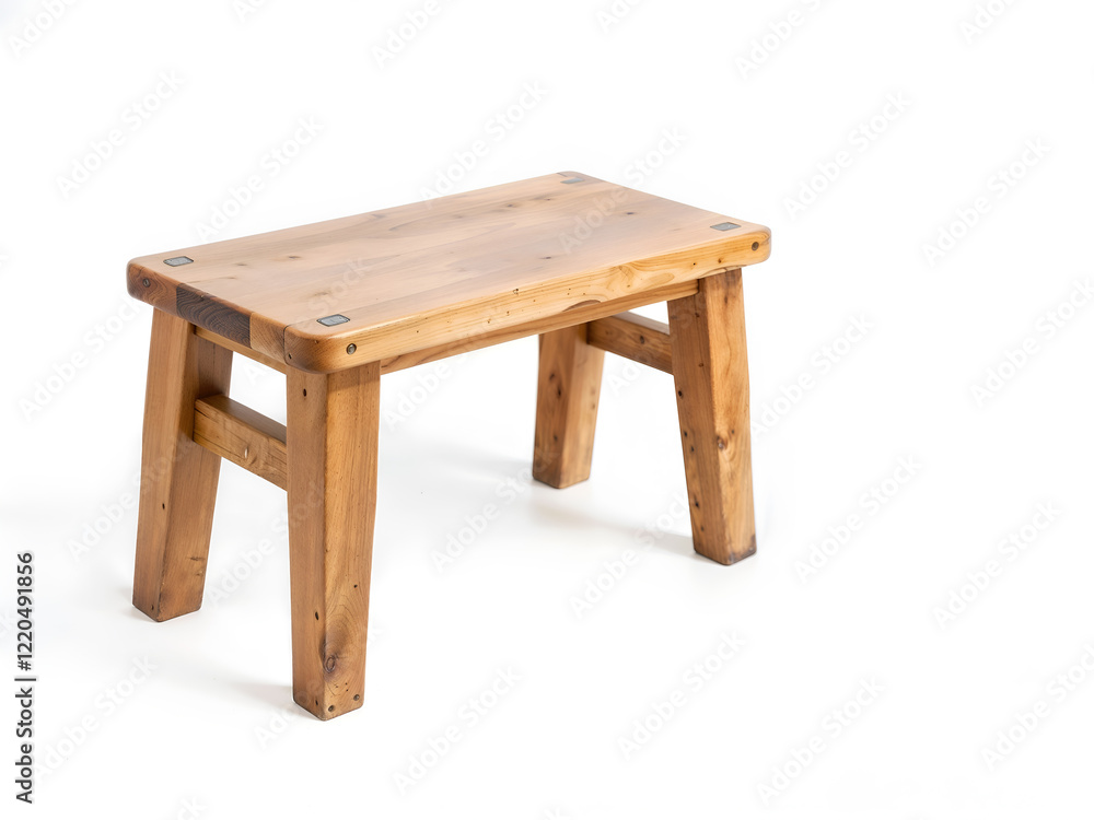 Rectangular wooden bench with a minimalist design, perfect for outdoor or indoor use isolated on white background. Generative AI Rectangular wooden bench with a minimalist design, perfect for outdoor or indoor use isolated on white background. Generative AI