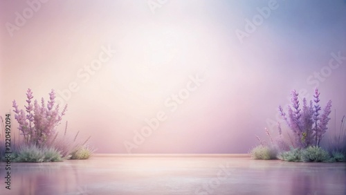 Serene Pastel Room with Lavender and Grasses in a Minimalist Setting