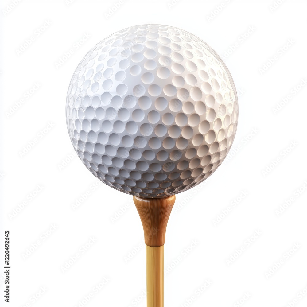 3D icon cartoon golf ball on a tee isolated on a white background - 3D icon cartoon golf ball on a tee isolated on a white background -