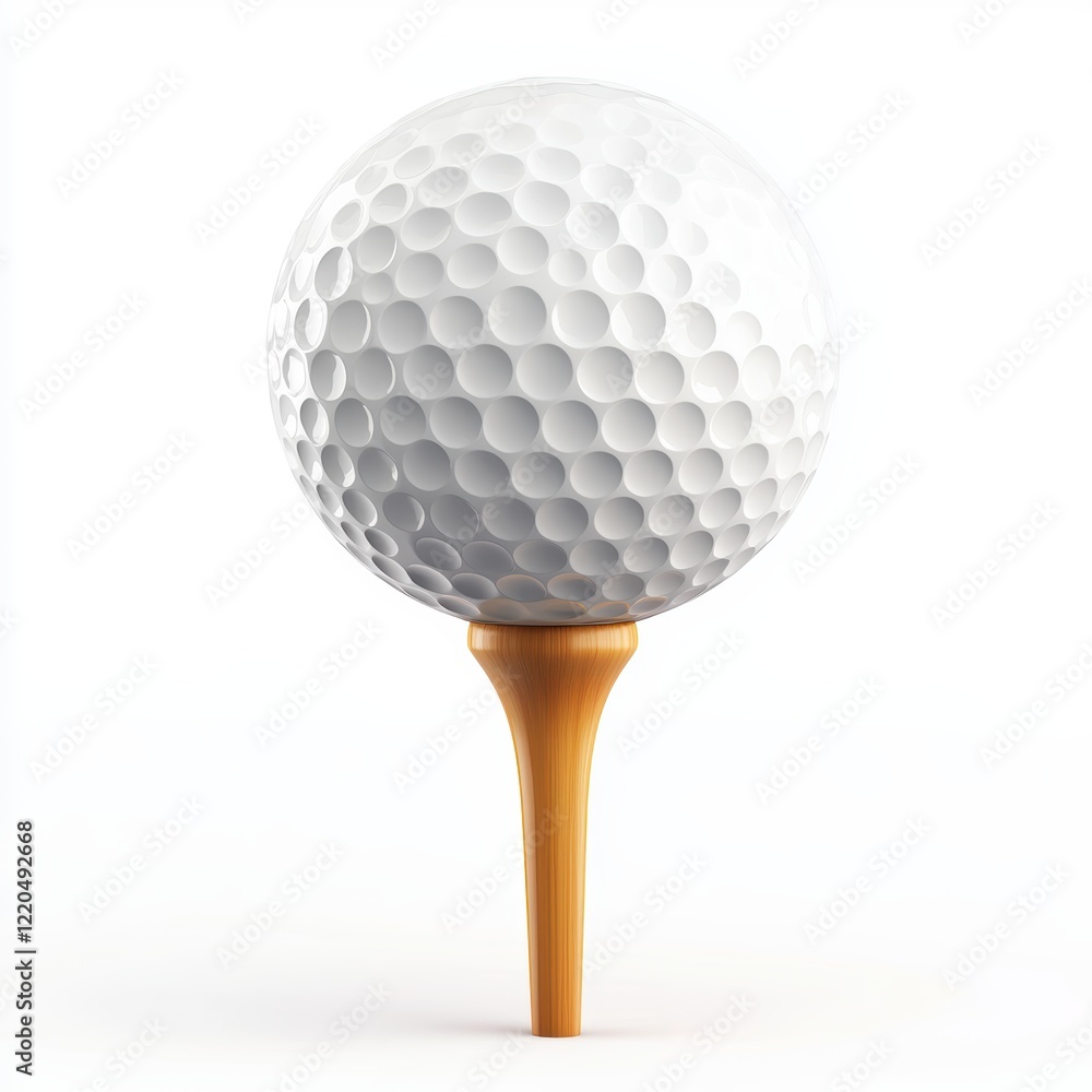 3D icon cartoon golf ball on a tee isolated on a white background - 3D icon cartoon golf ball on a tee isolated on a white background -