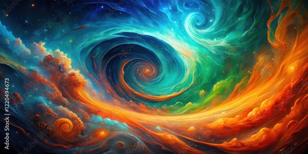 Abstract Cosmic Swirl A Vibrant Nebula with Celestial Spirals and Glowing Clouds Abstract Cosmic Swirl A Vibrant Nebula with Celestial Spirals and Glowing Clouds