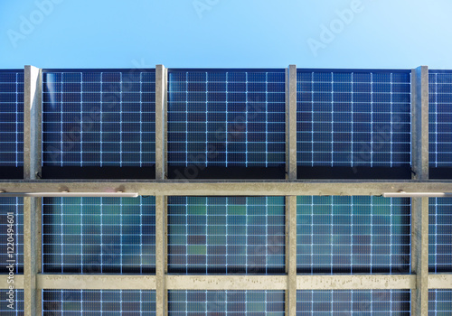 PV Solar canopy. Building-integrated photovoltaics or BIPV
