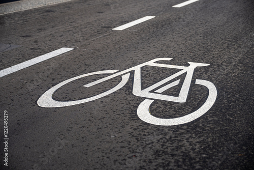 bicycle icon road marking on a bike lane