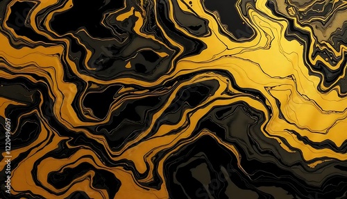 Abstract Gold And Black Swirling Marble Design photo