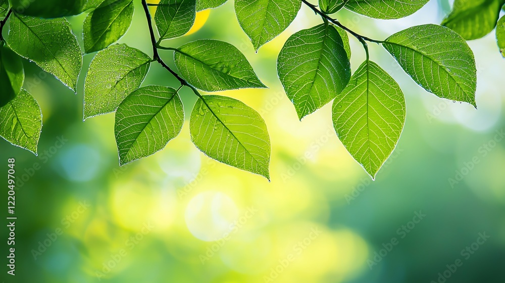 Morning dew evaporating under sunlit leaves, creating a dreamy bokeh effect, transpiration in action, nature photography Morning dew evaporating under sunlit leaves, creating a dreamy bokeh effect, transpiration in action, nature photography