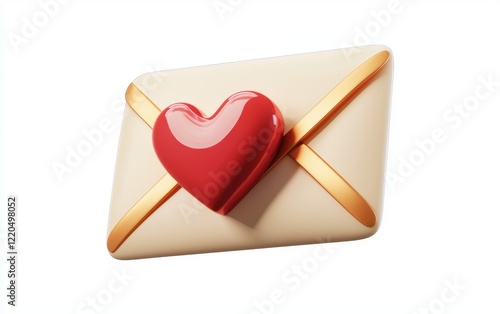 Wallpaper Mural 3D icon cartoon love letter with heart seal isolated on a white background Torontodigital.ca