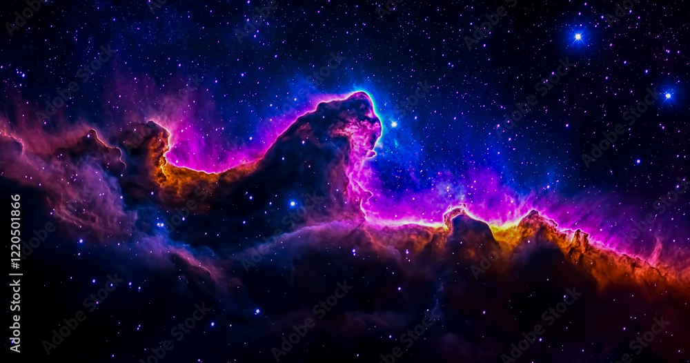 Fototapeta premium Stunning Nebula with Stars and Galaxies in the Background