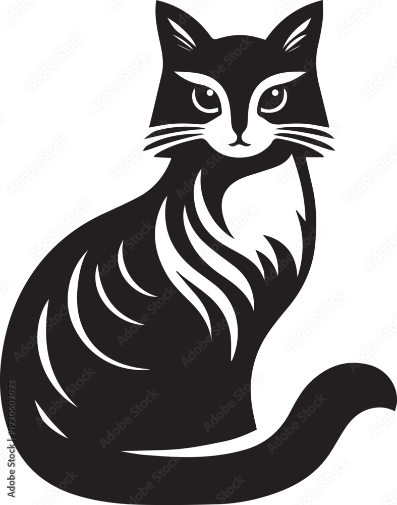 Cat silhouette vector silhouette flat vector illustration Cat silhouette vector silhouette flat vector illustration