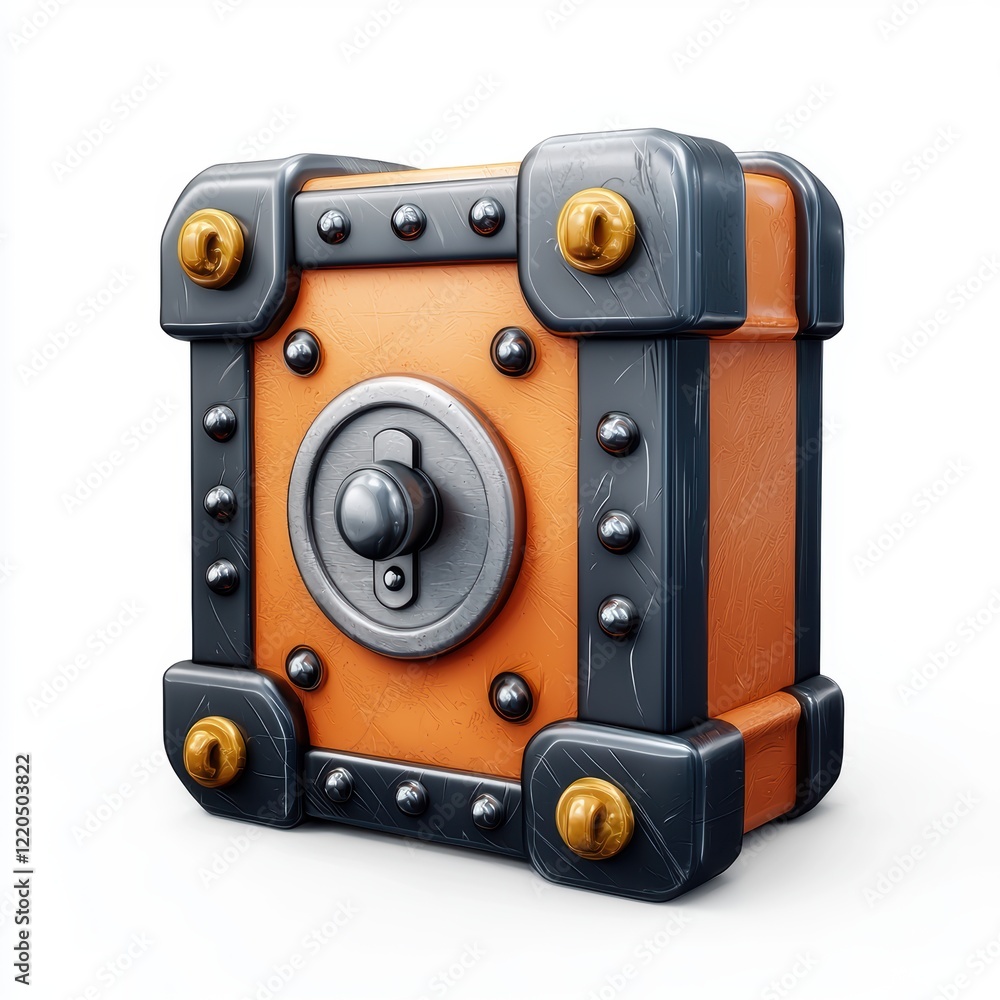 3D icon cartoon safe vault with a locked door isolated on a white background --quality 2 3D icon cartoon safe vault with a locked door isolated on a white background --quality 2