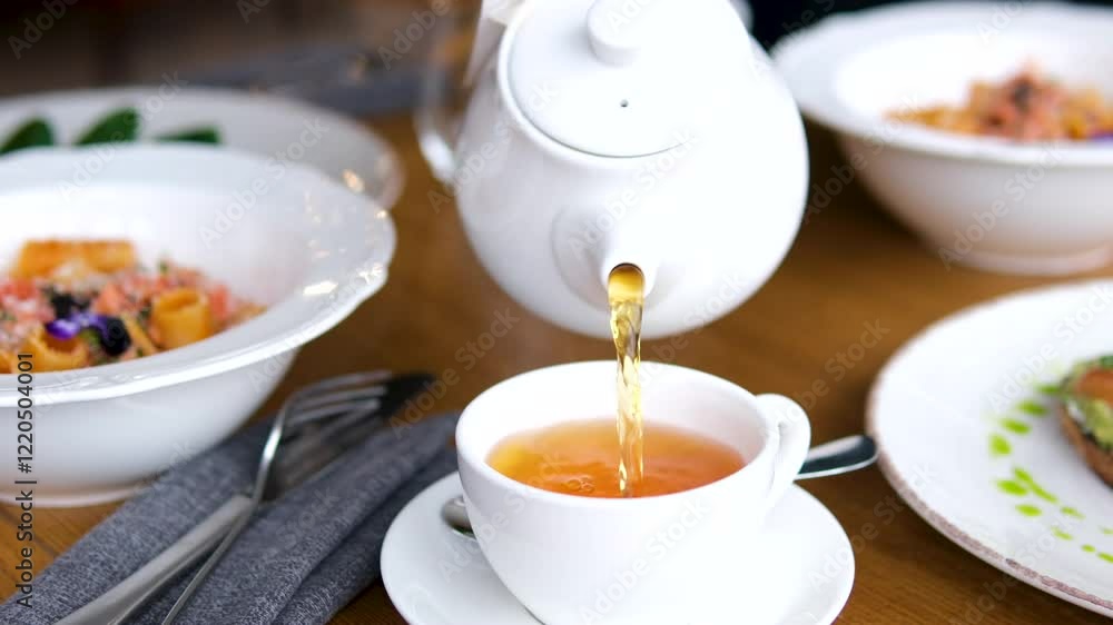 The Simple Elegance of Tea Time Watching a Teapot Pour Tea with Smooth Precision breakfast several servings of pasta and toast with avocado in the background The Simple Elegance of Tea Time Watching a Teapot Pour Tea with Smooth Precision breakfast several servings of pasta and toast with avocado in the background