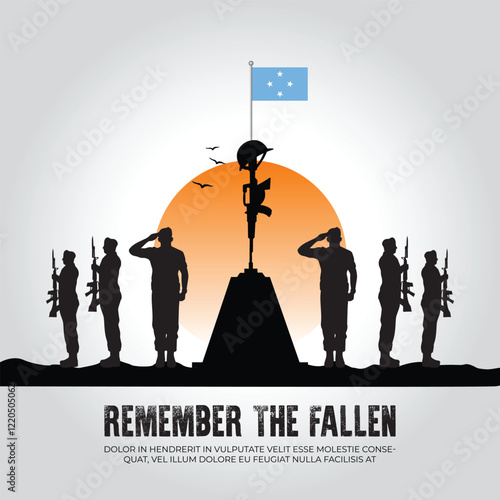Micronesia flag in remember the fallen flag for morning sun and army design