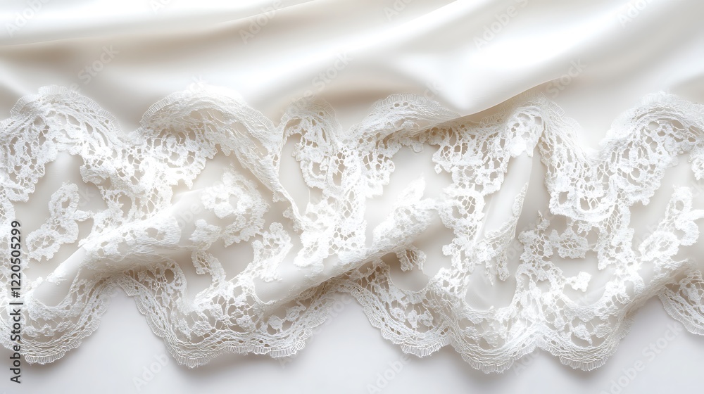 Delicate White Lace Draped on Soft Fabric Delicate White Lace Draped on Soft Fabric