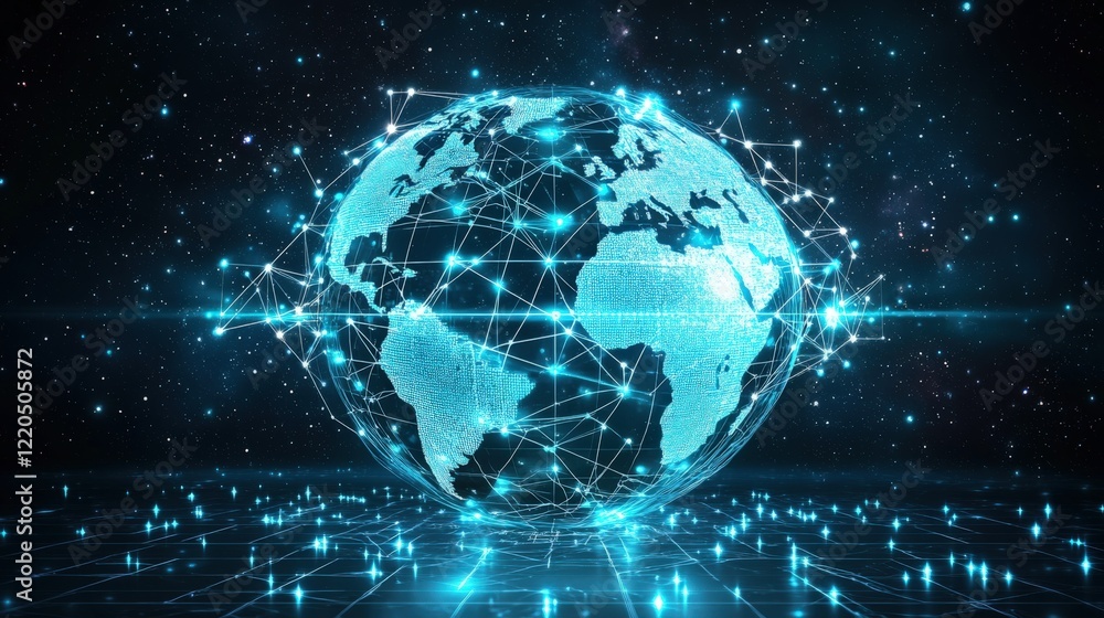 Fototapeta premium Futuristic Digital Globe with Connecting Lines
