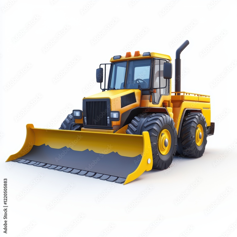 Obraz premium 3D icon cartoon snow plow with a wide blade, isolated on a white background --quality 2