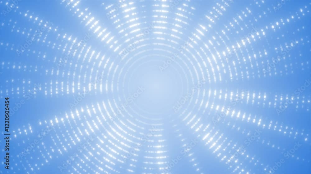 Royal blue color rotating optical flair with shiny and glowing circular dots gradient design geometrical background