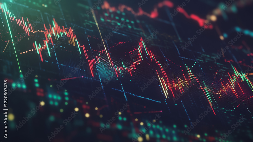 © Teeraphon - Abstract dark blue background with Colorful charts and graphs with statistics to innovative analyze business potential and forecast future development of companies growth.