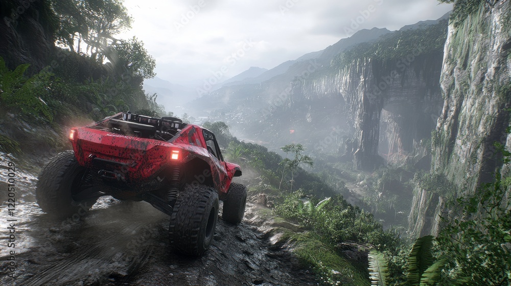 Fototapeta premium Off-Road Driving Through Rugged Mountain Terrain