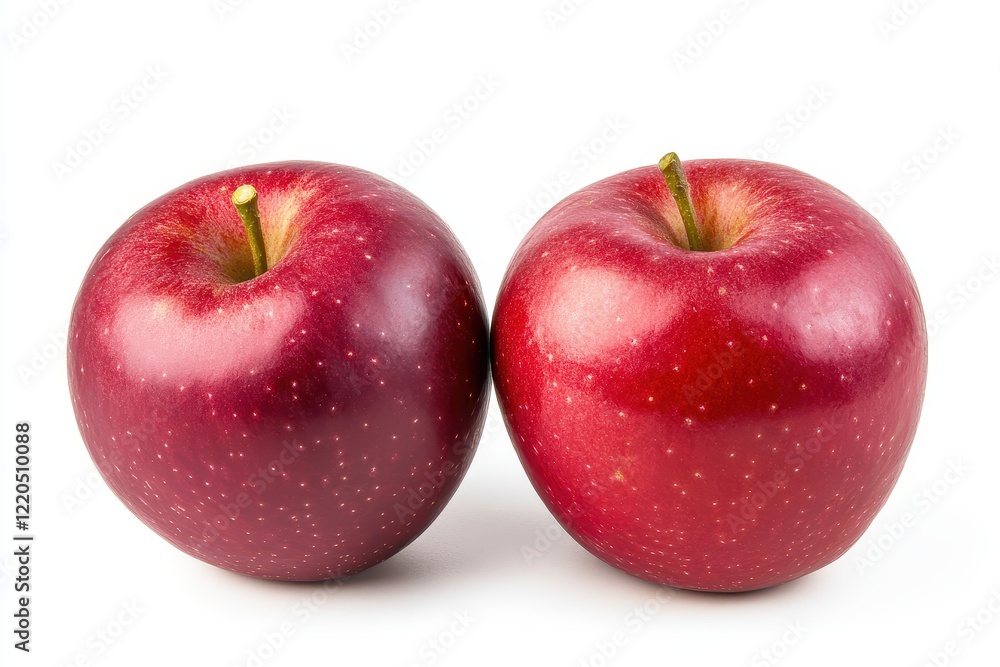 Two red apples, studio shot, white background, healthy food Two red apples, studio shot, white background, healthy food