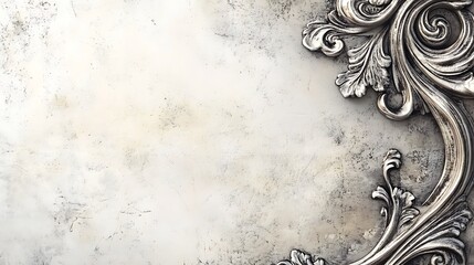 Ornate Silver Filigree Design on Textured Background
