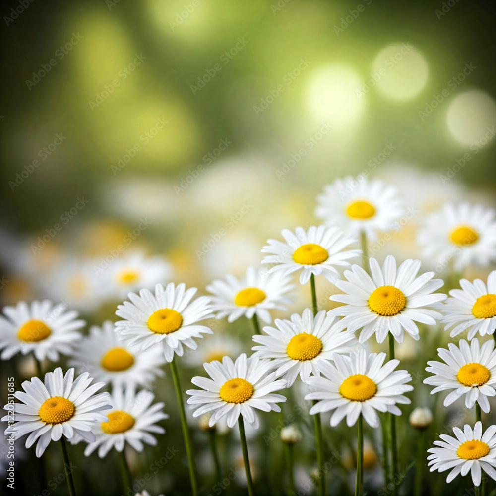 Fototapeta premium Background image of a chamomile field, space for an inscription