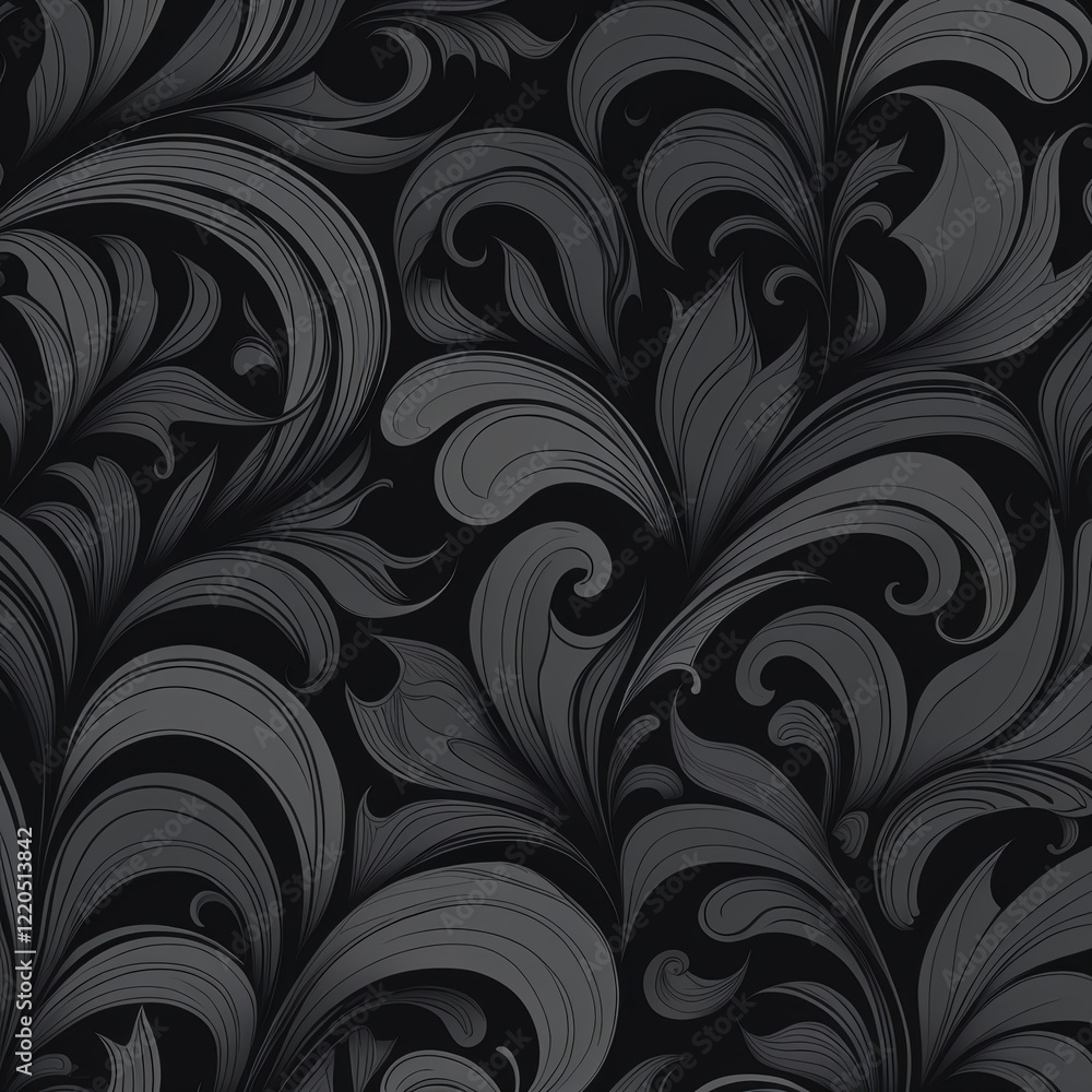 Elegant black and gray floral swirl pattern design Elegant black and gray floral swirl pattern design