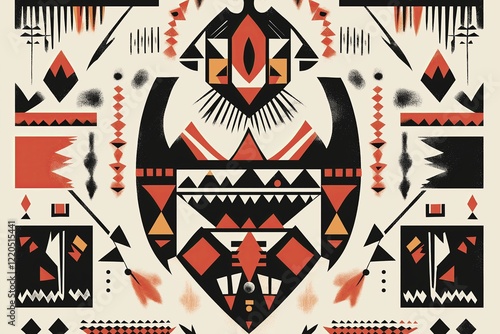 Native tribal art motifs presented in a contemporary graphic style photo