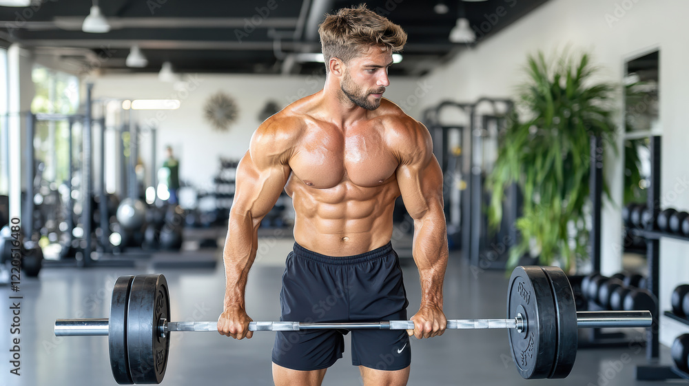 man performing deadlift with perfect form in gym, showcasing strength and focus man performing deadlift with perfect form in gym, showcasing strength and focus