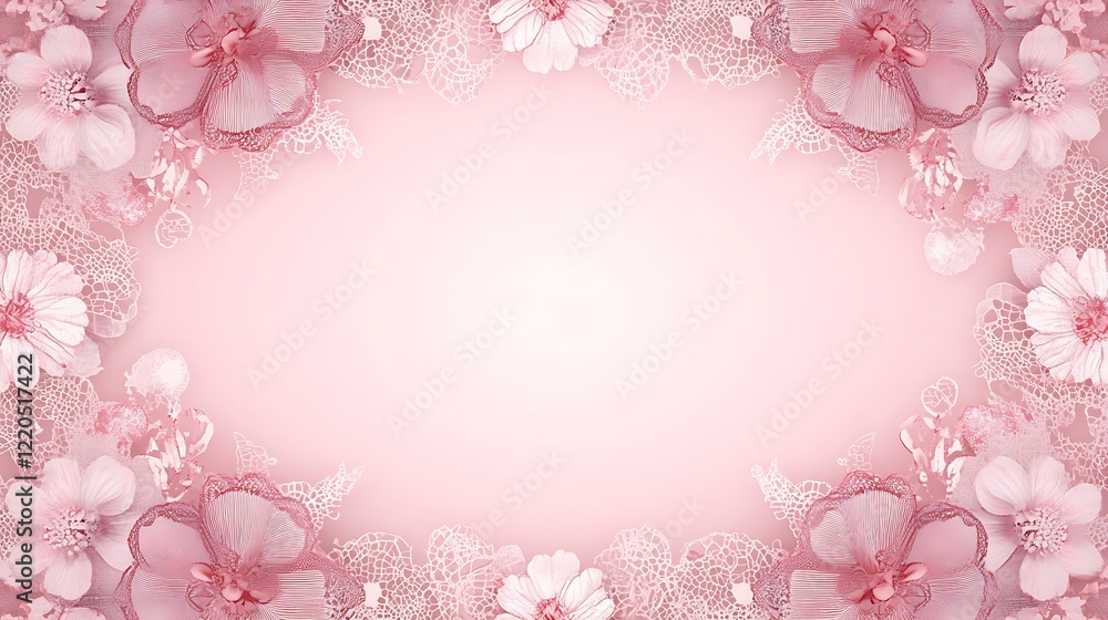 Delicate Pink Floral Frame Background Design Delicate Pink Floral Frame Background Design