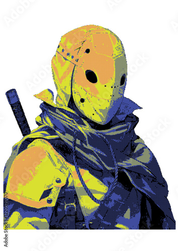 Stalkers from the future. Scavengers, Trespassers, Adventures, Loners, Killers, Explorers, Robbers. Pixel and 8bit effect. Editable colors. 