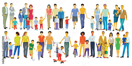 Gruppen von Eltern und Kindern illustration..eps