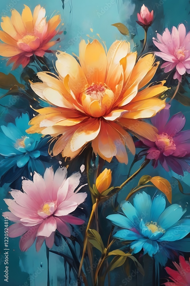 Obraz premium Abstract oil painting of flowers