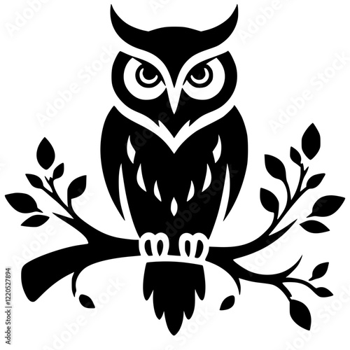 Silhouette of an owl on a branch