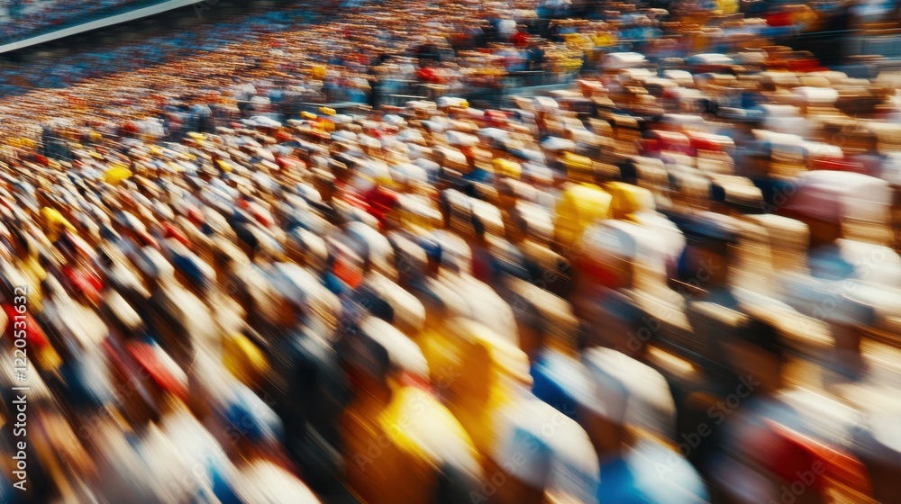 Obraz premium Blurred Crowd with Natural Lighting in Background