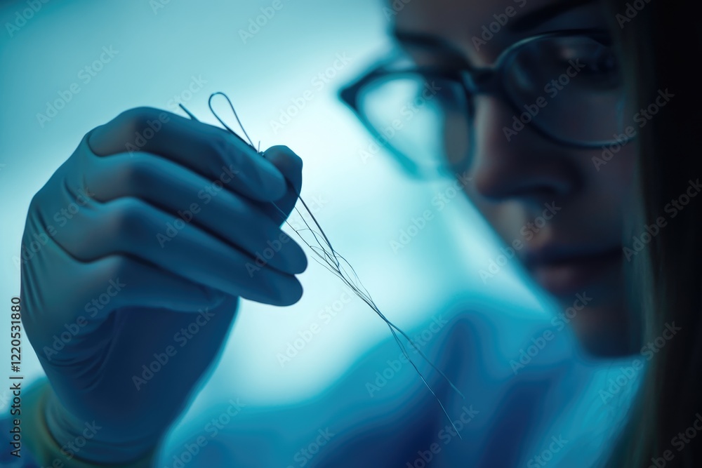 custom made wallpaper toronto digitalA gloved hand carefully examines a strand of hair under a bright blue light.