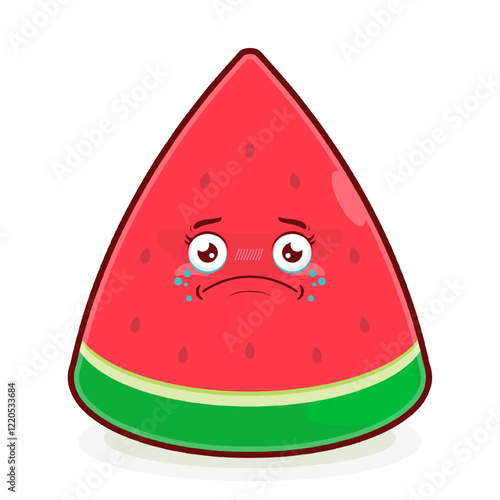 watermelon slice crying face cartoon cute