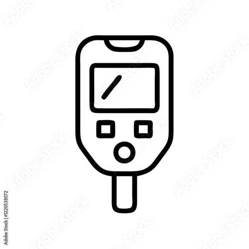 Glucometer icon for blood sugar monitoring in black outline