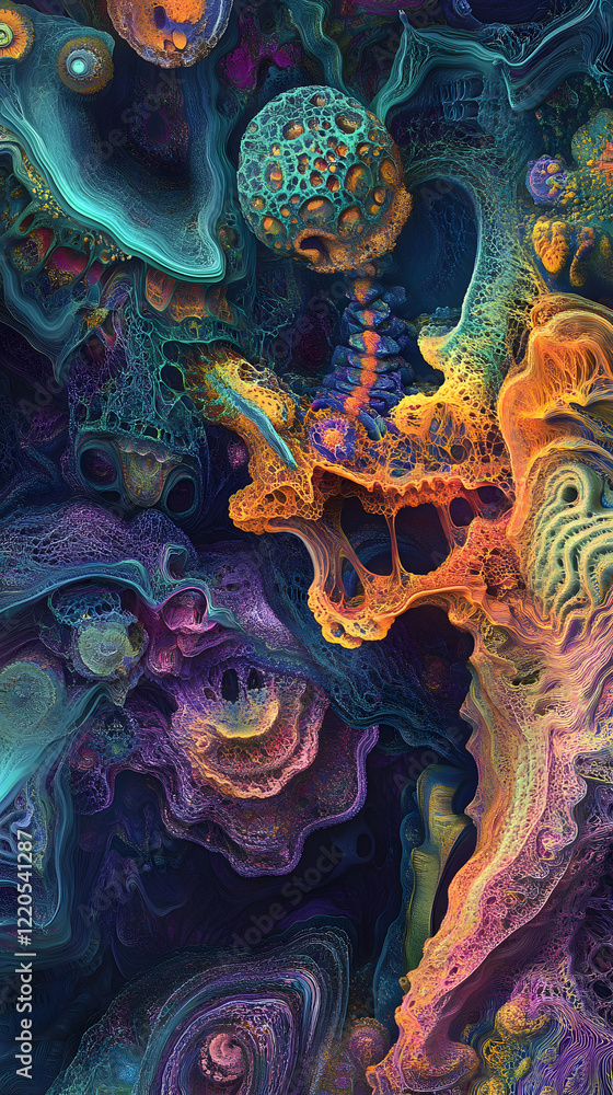 Obraz premium AI-generated fractal patterns with intricate and colorful details.