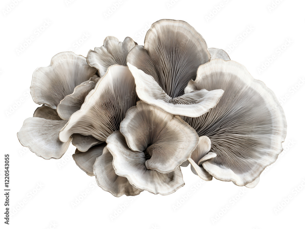 Isolated Close-Up of Oyster Mushrooms Isolated Close-Up of Oyster Mushrooms