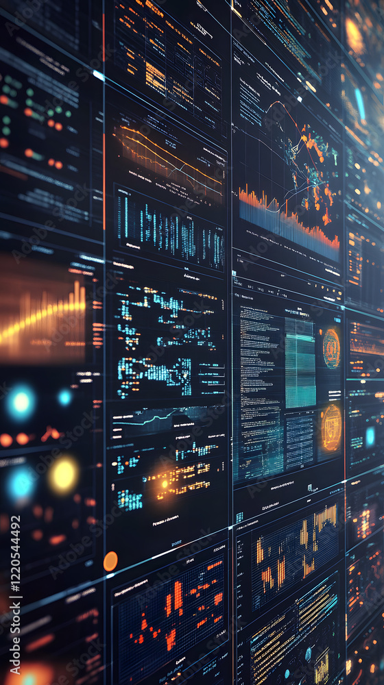 Fototapeta premium AI-integrated visualization system for data analysis, converting raw numerical data into visual stories that highlight key insights and trends.