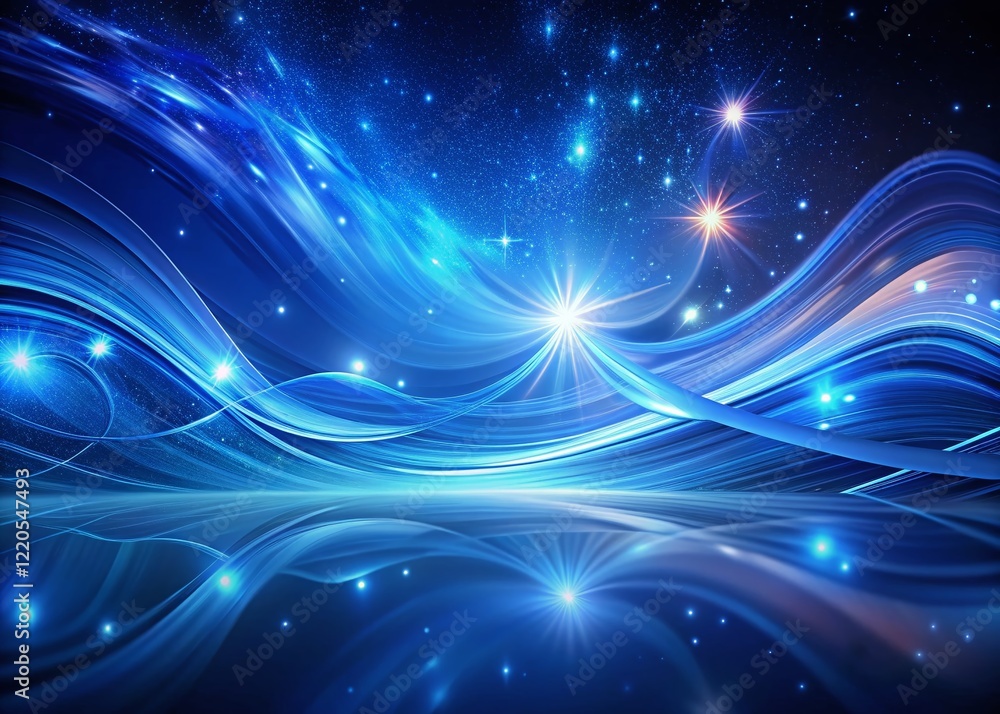 Obraz premium Abstract Blue Night Sky Swirl: Smooth Lines & Celestial Glow - Stock Photo