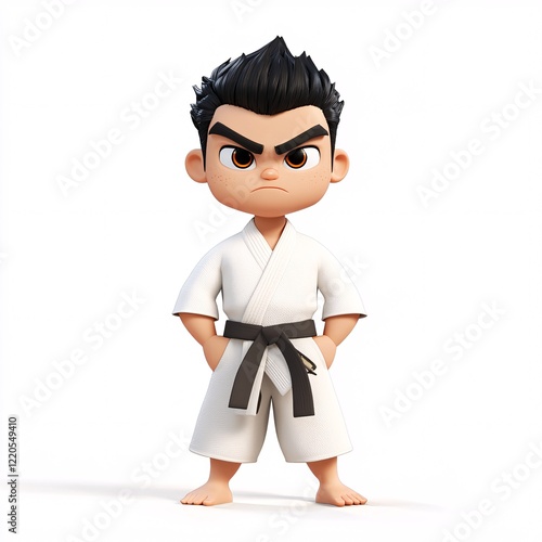 A cartoon character in a martial arts gi, white background photo