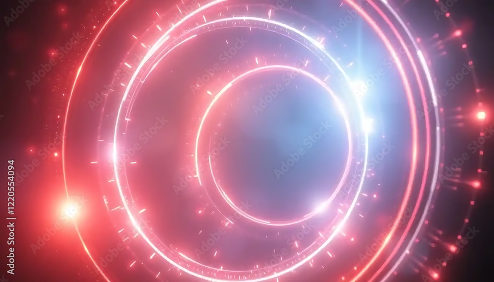 Obraz premium Abstract Glowing Circular Light Rings Design