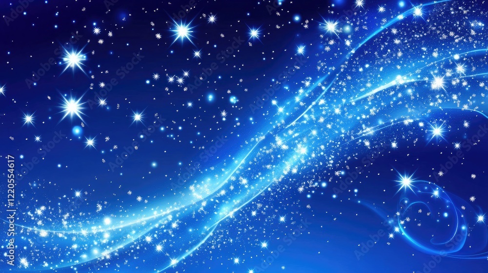 Stunning Blue Sparkle Background with Stars and Waves Stunning Blue Sparkle Background with Stars and Waves