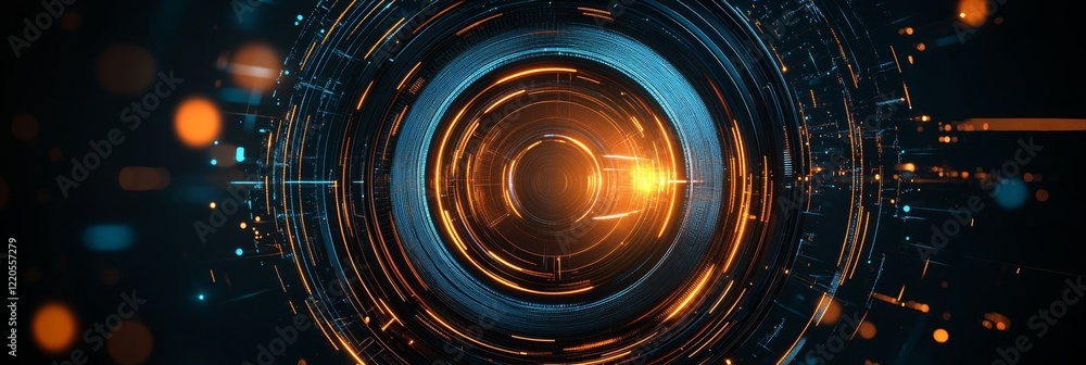 Abstract futuristic camera lens on a dark background, space for text Abstract futuristic camera lens on a dark background, space for text
