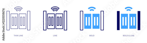 Gate icon in 4 different styles. Thin Line, Line, Bold, and Bold Line. Duotone style. Editable stroke