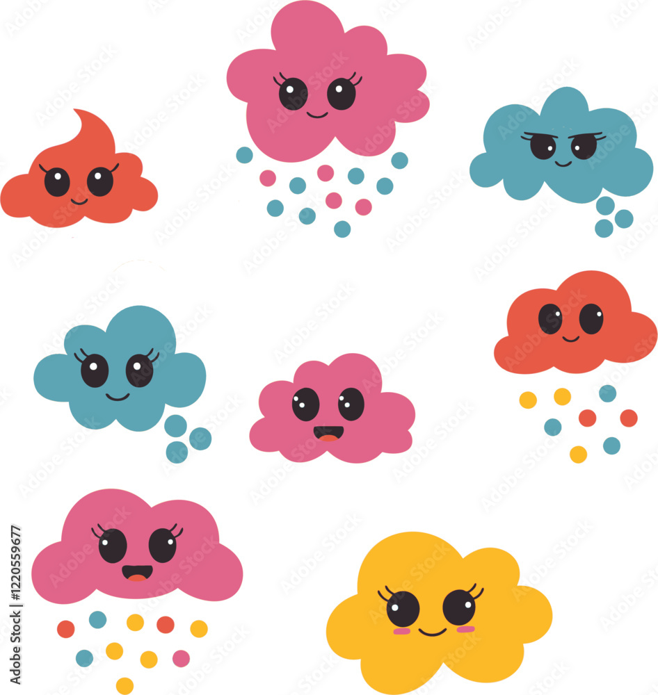 Fototapeta premium Set of funny cartoon cloud