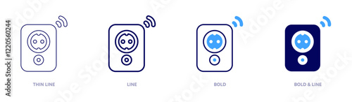 Smart socket icon in 4 different styles. Thin Line, Line, Bold, and Bold Line. Duotone style. Editable stroke
